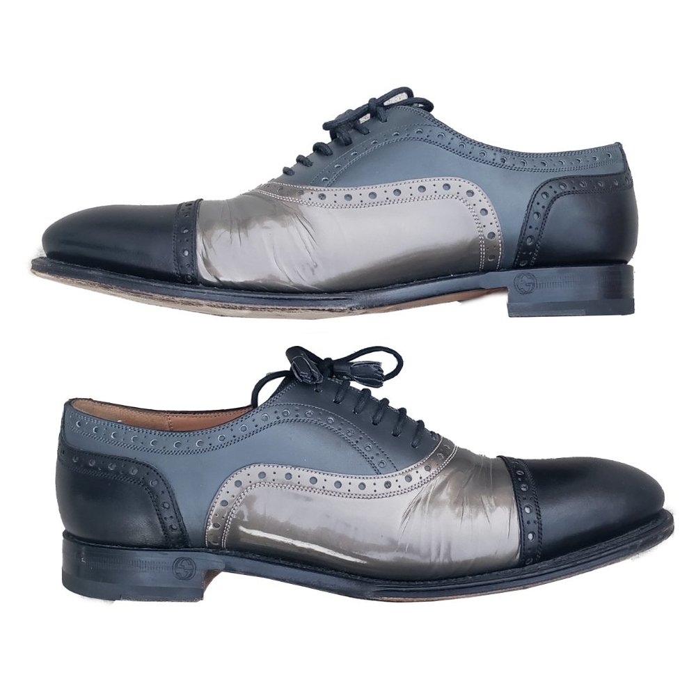 Gucci Oxfords Multi Color Leather Brogue Goodyear Lace Up 39 - Picture 3 of 9